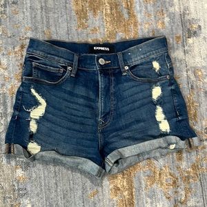 Stretch shortie high rise shorts
